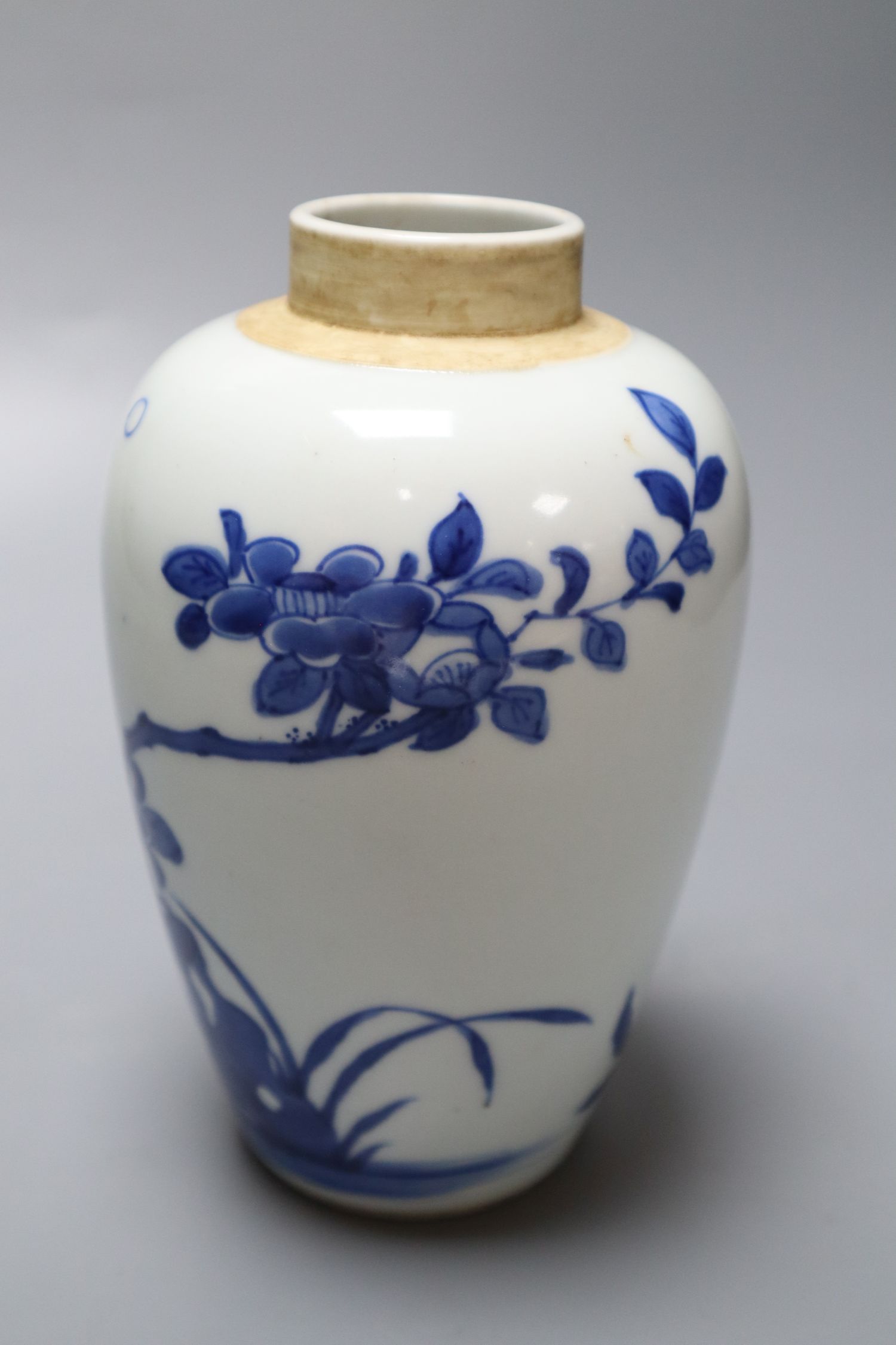 A Chinese blue and white ovoid jar, 18cm